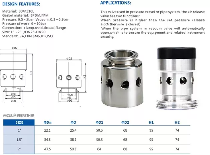 Sanitary Stainless Steel Tank Tri Clamp Adjustable Breather Sanitary Stainless Steel Tank Tri Clamp Adjustable Breather