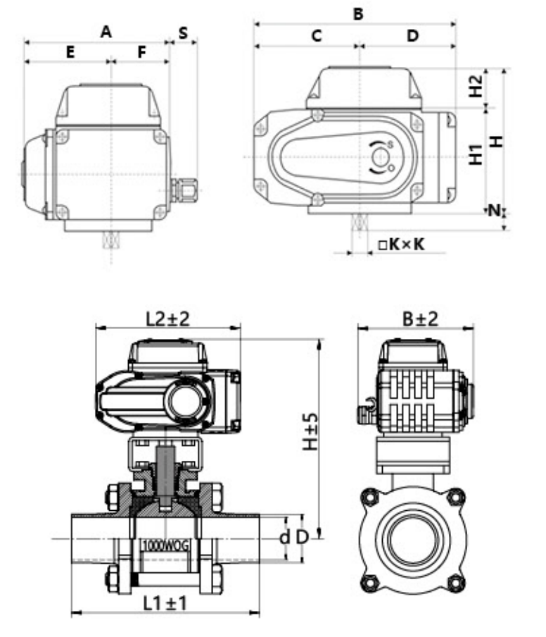 Sanitary Three-piece Electric All-Inclusive Ball Valve Sanitary Three-piece Electric All-Inclusive Ball Valve