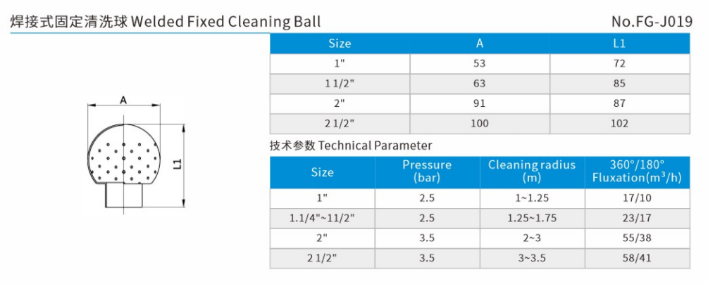Welded Fixed Cleaning Ball Size Welded Fixed Cleaning Ball Size