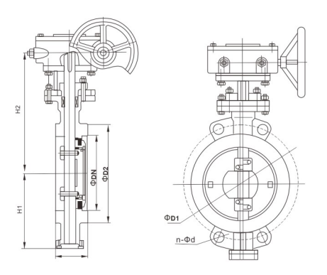 对夹式三偏心硬密封球阀图纸