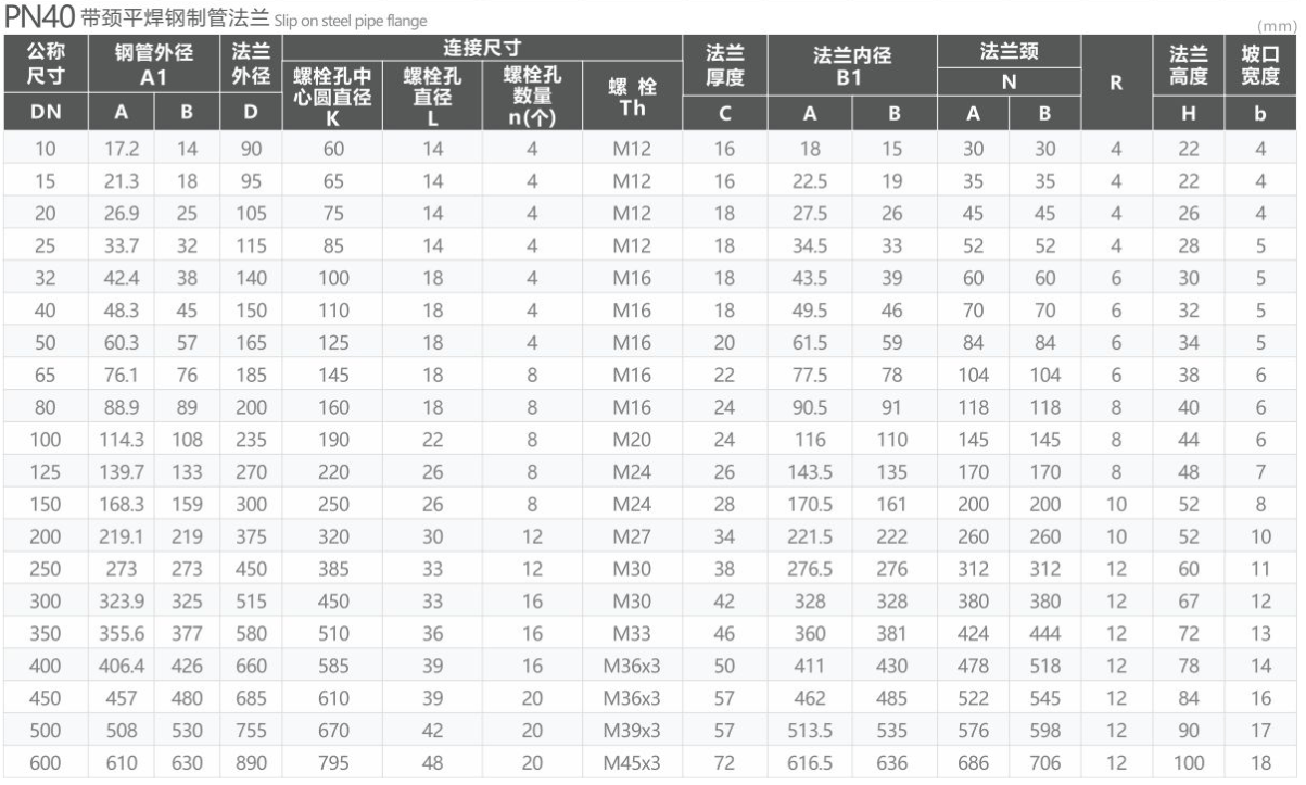 PN40 Butt Welding Flange with Neck 