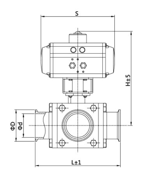 Pneumatic Square Three-way Ball Valve