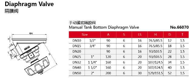 Sanitary 304 Stainless Steel Manual Bottom Diaphragm Valve 1
