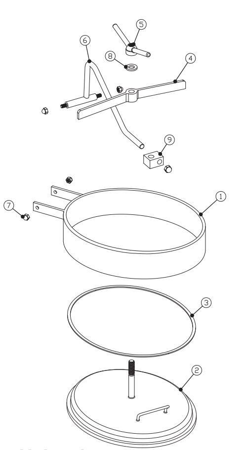 Exploded view in A manhole is cut in the ellipse