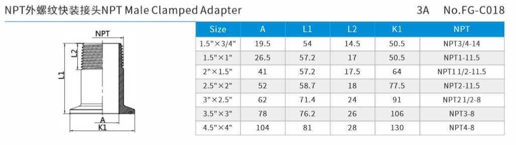 NPT Male Clamped Adapter