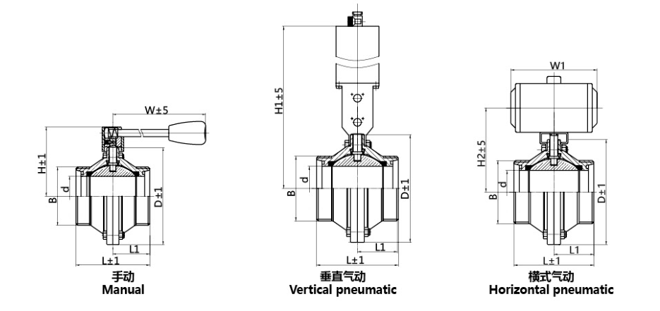 Sanitary Butterfly Ball Valve Size