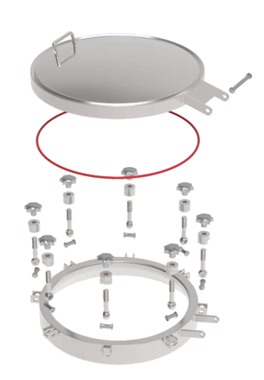 Exploded view of pressure manhole