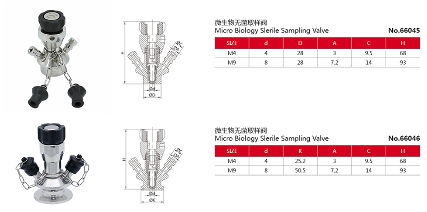 Stainless Steel Sanitary Keofitt Microbiology Sterile Sampling Valves 