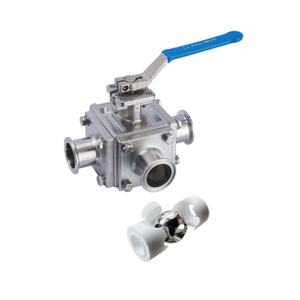 Factory Sanitary Square Three-way Clamp Connection Ball Valve Manufacturer 