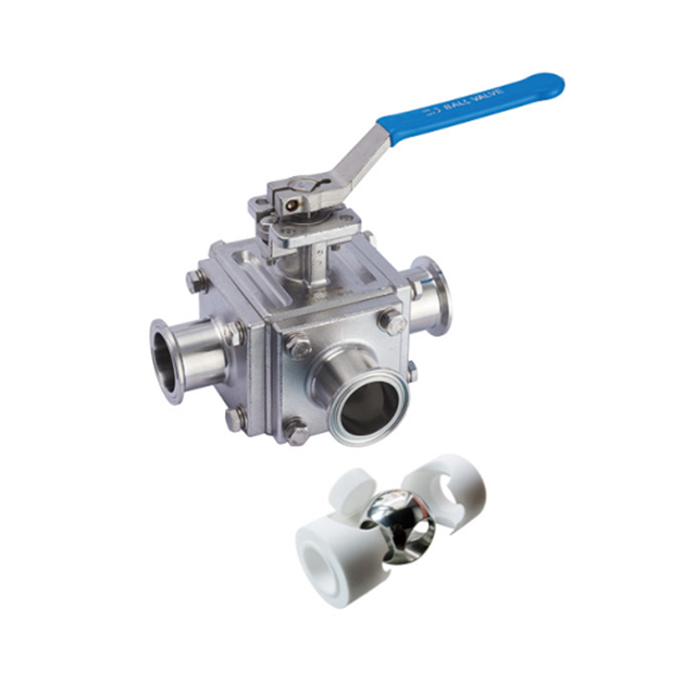 Factory Sanitary Square Three-way Clamp Connection Ball Valve Manufacturer 