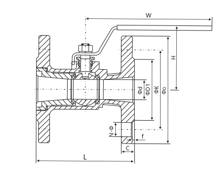 一体式高平台球阀图纸