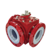 Q45F46-16C Cast Iron Corrosion Resistance Fluorine-lined Three-way Ball Valve Warehouse