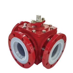 Q45F46-16C Cast Iron Corrosion Resistance Fluorine-lined Three-way Ball Valve Warehouse